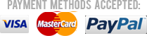 All major credit/debit cards accepted including Visa, Mastercard and Paypal